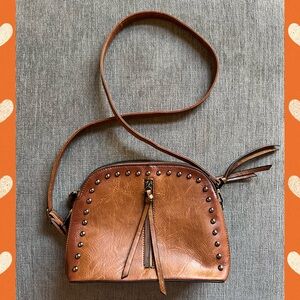 Sam & Hadley Brown Faux Leather Crossbody Bag